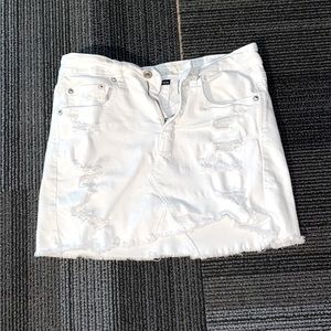 Cute white ripped jeans skirt